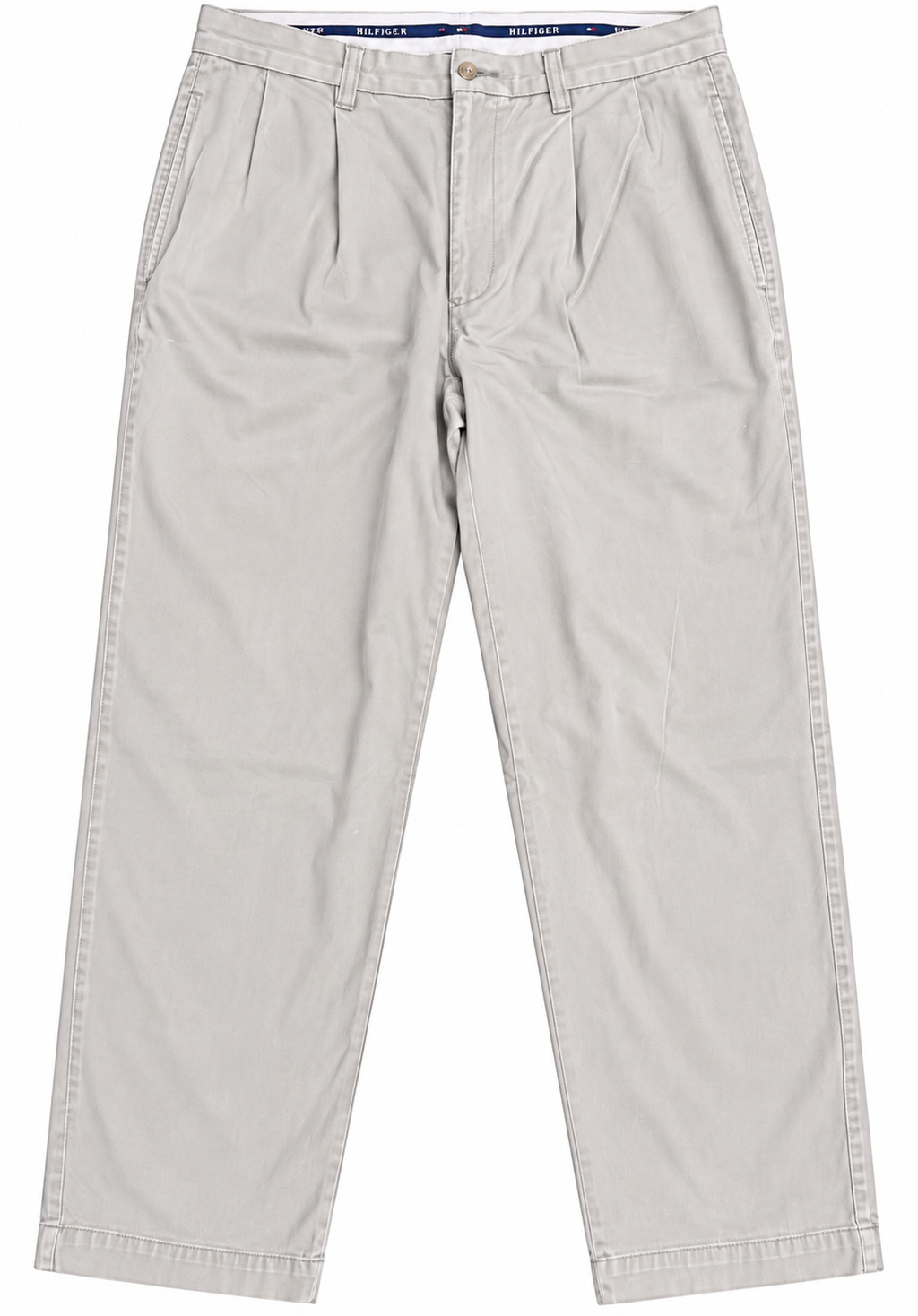 Tommy Hilfiger Mens Chino Trousers W32 L30 Grey Pleated Straight Leg
