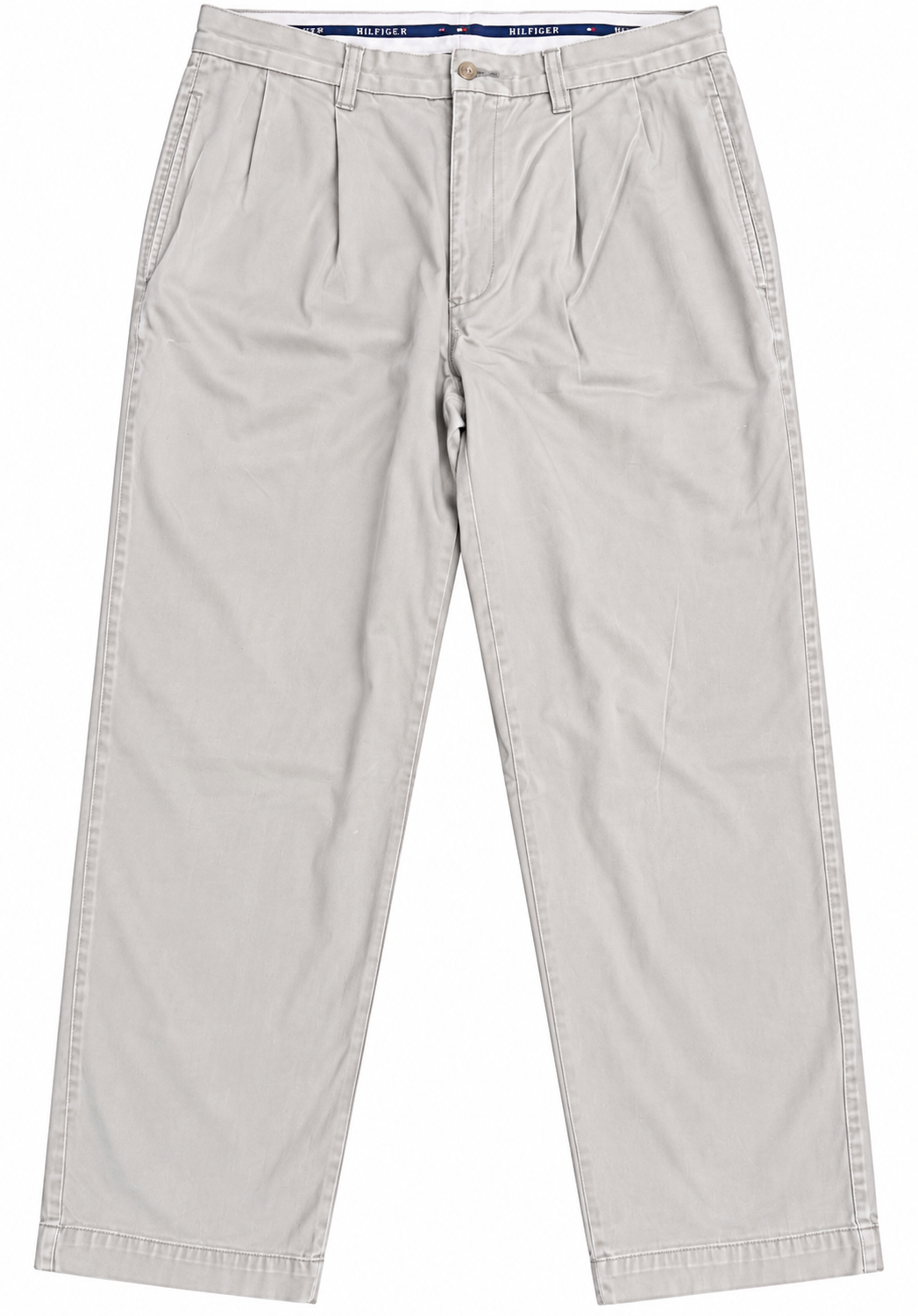 Tommy Hilfiger Mens Chino Trousers W32 L30 Grey Pleated Straight Leg