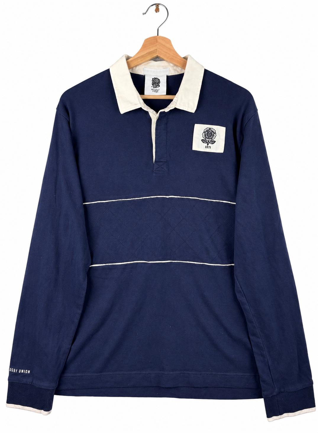 England Rugby RFU Mens 2XL Navy Long Sleeve Rugby Shirt 1871 Rose Retro