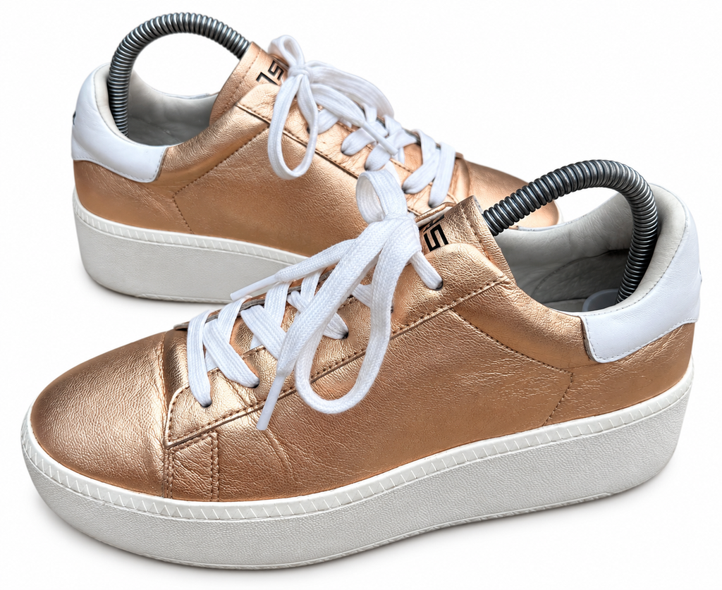 ASH Womens Rose Gold Leather Platform Trainers Chunky Sneakers UK 5