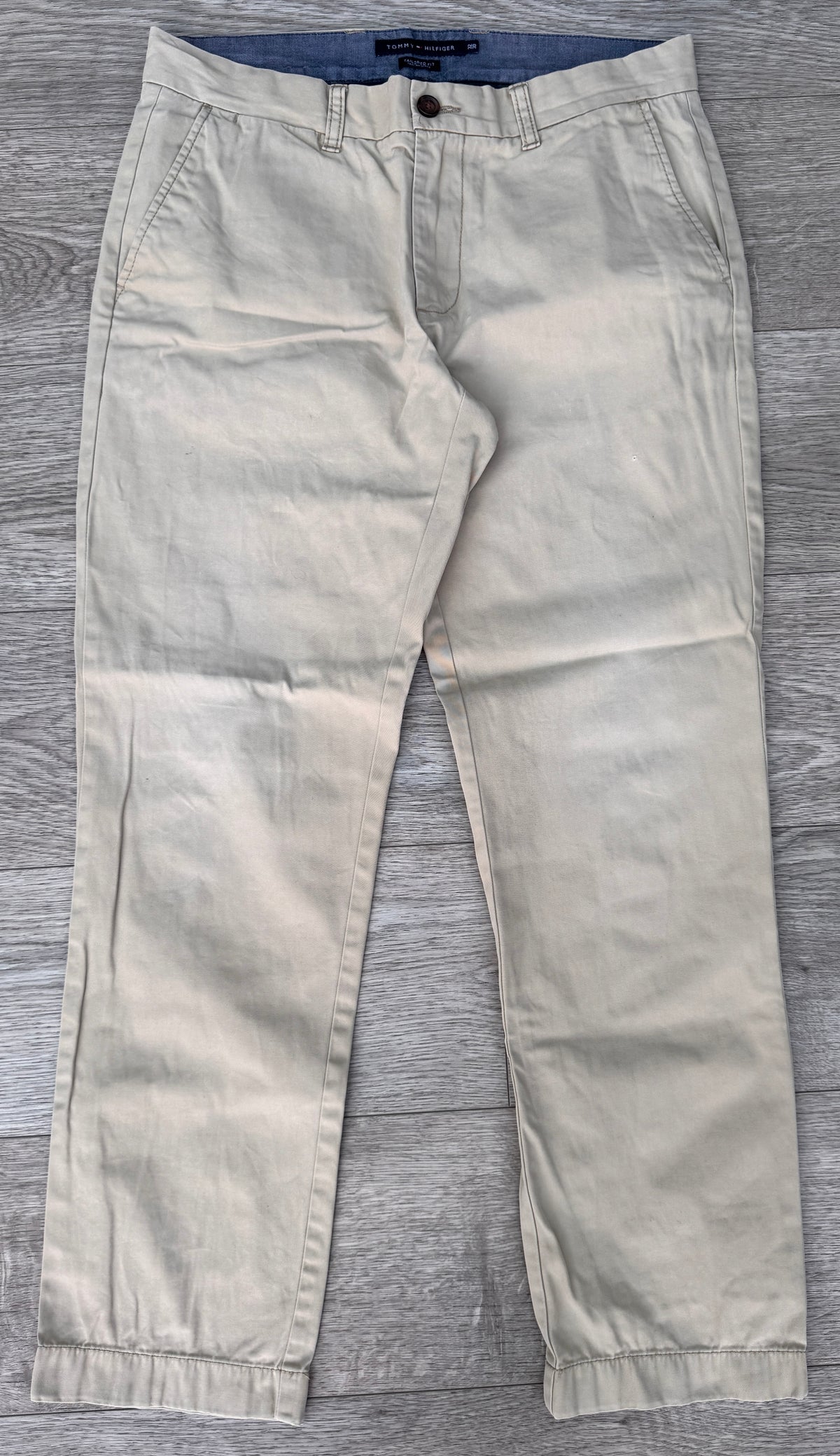 Tommy Hilfiger Mens Chino Trousers W32 L30 Beige Tailored Fit