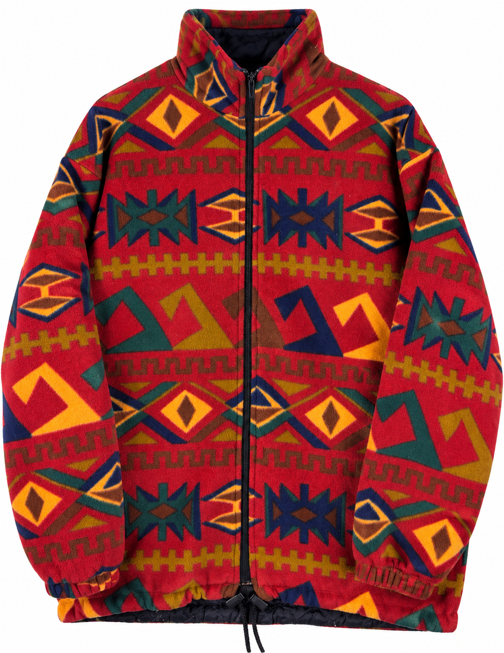 GEBO Vintage Fleece Jacket Mens XL Red Aztec Geometric Full Zip