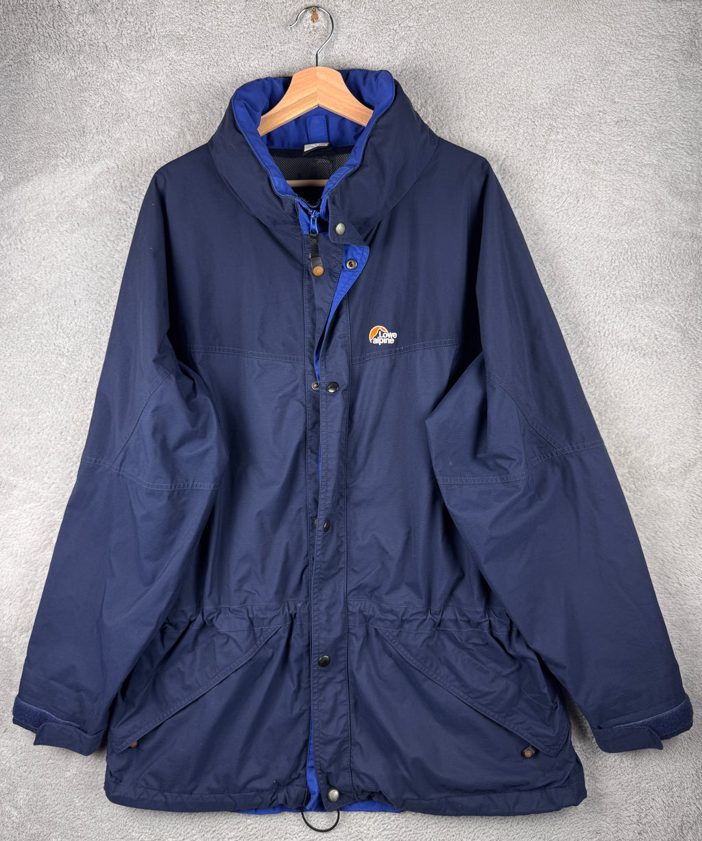 Vintage Lowe Alpine Grand Womens Large Navy Waterproof Hiking Outdoor Jacket