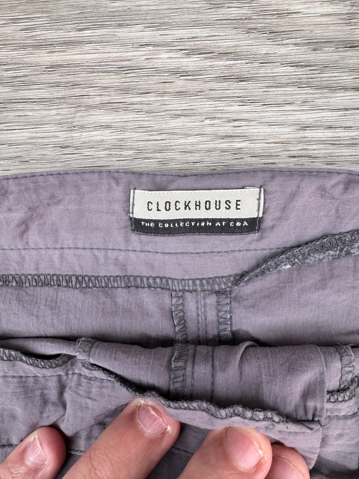 Vintage Y2K Clockhouse C&A Cargo Skirt UK 10 Grey Utility Midi Nylon 2000s