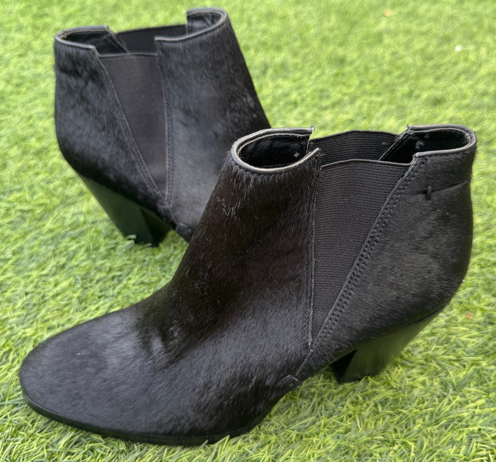 M&S Autograph Womens Pony Hair Chelsea Ankle Boots Black UK 7 Block Heel