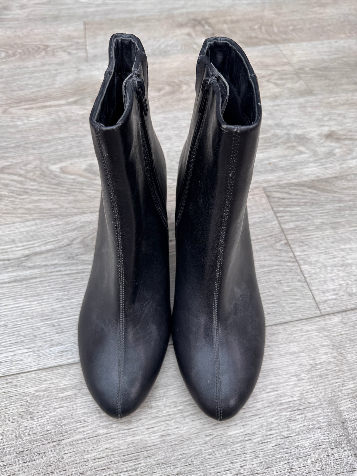 M&S Womens Ankle Boots UK 6.5 Black Metallic Block Heel Zip Insolia