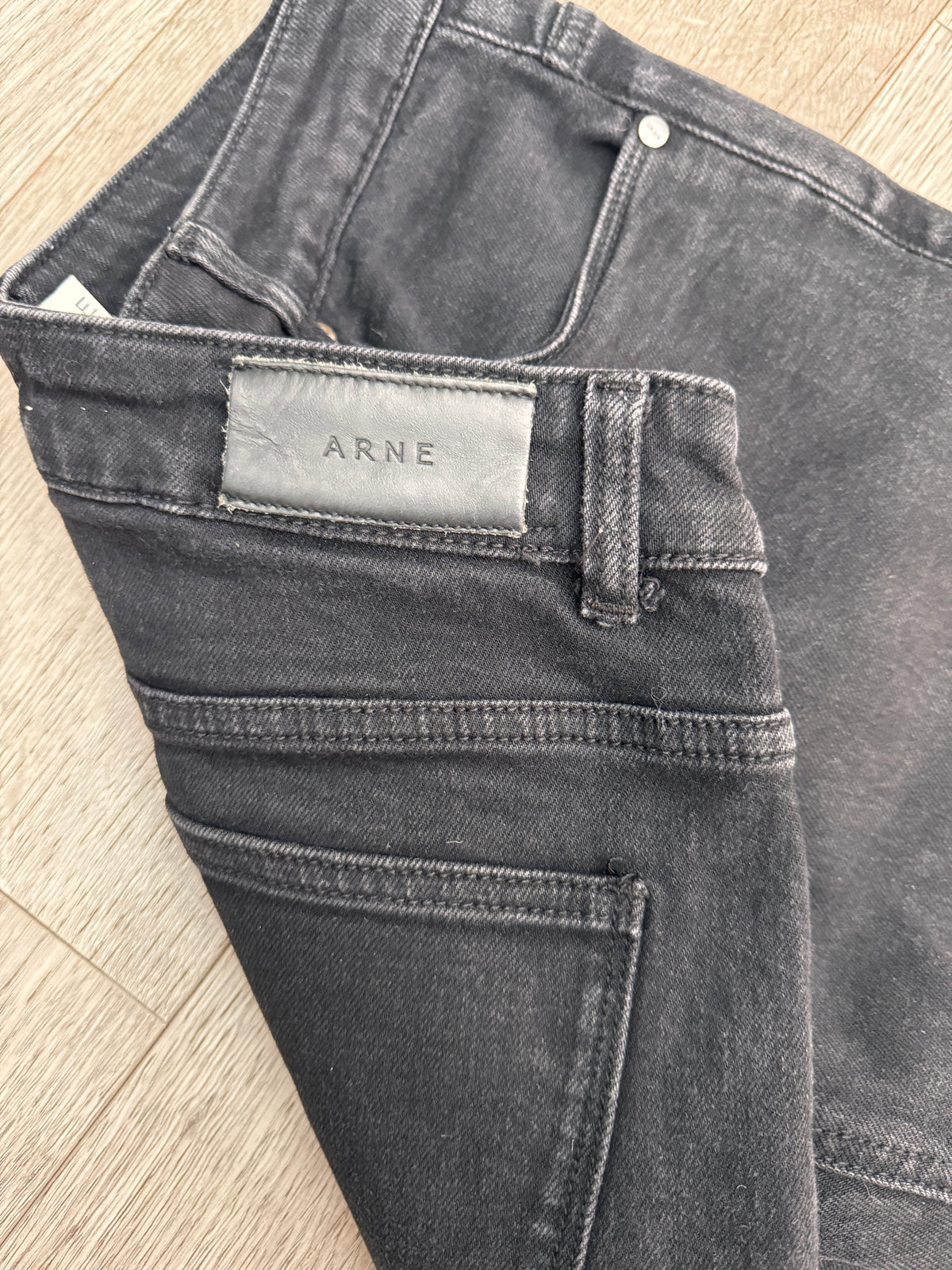 ARNE Mens Jeans W30 Short Black Washed Denim Straight Slim Fit Trousers L 28