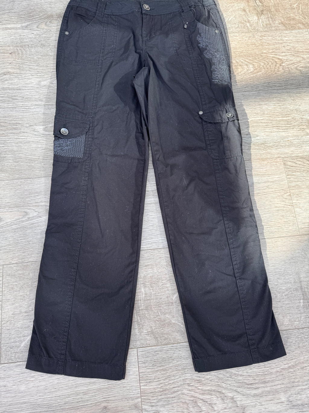 Style & Co Petite Womens Cargo Trousers 6P Black Utility