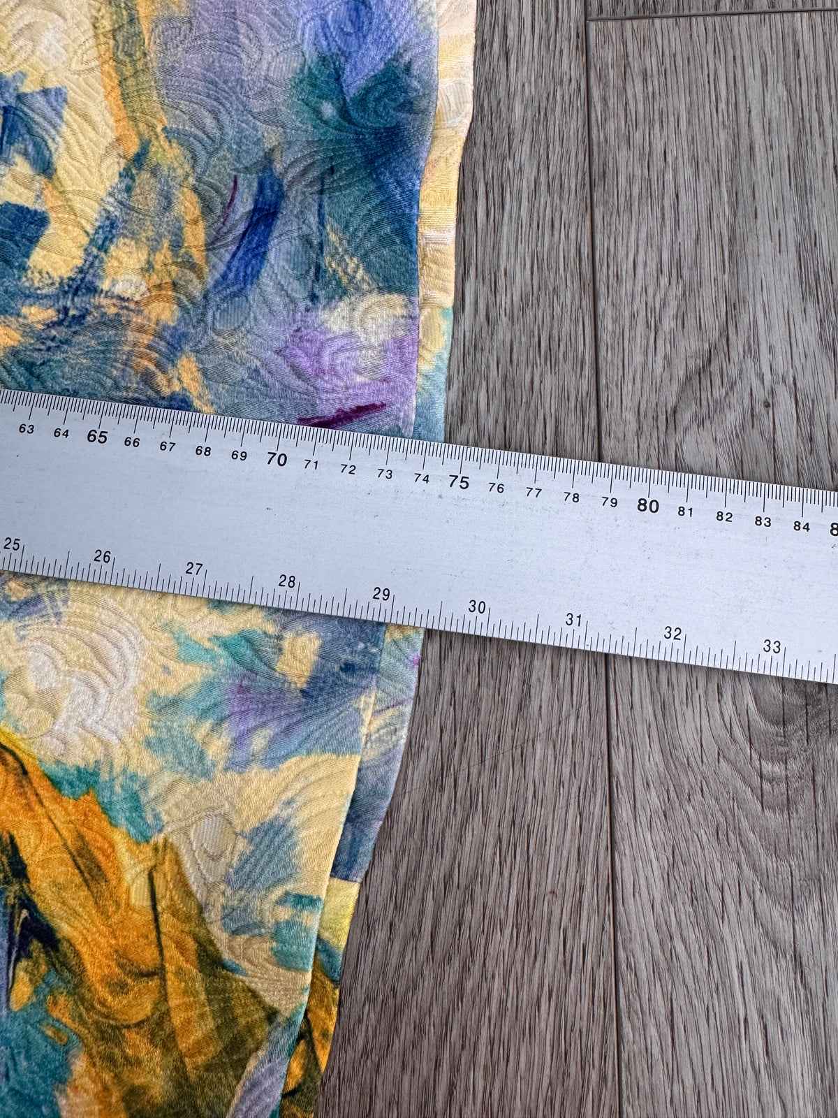 Womens Abstract Print Midi Skirt Colourful Yellow Blue A Line Textured W 30