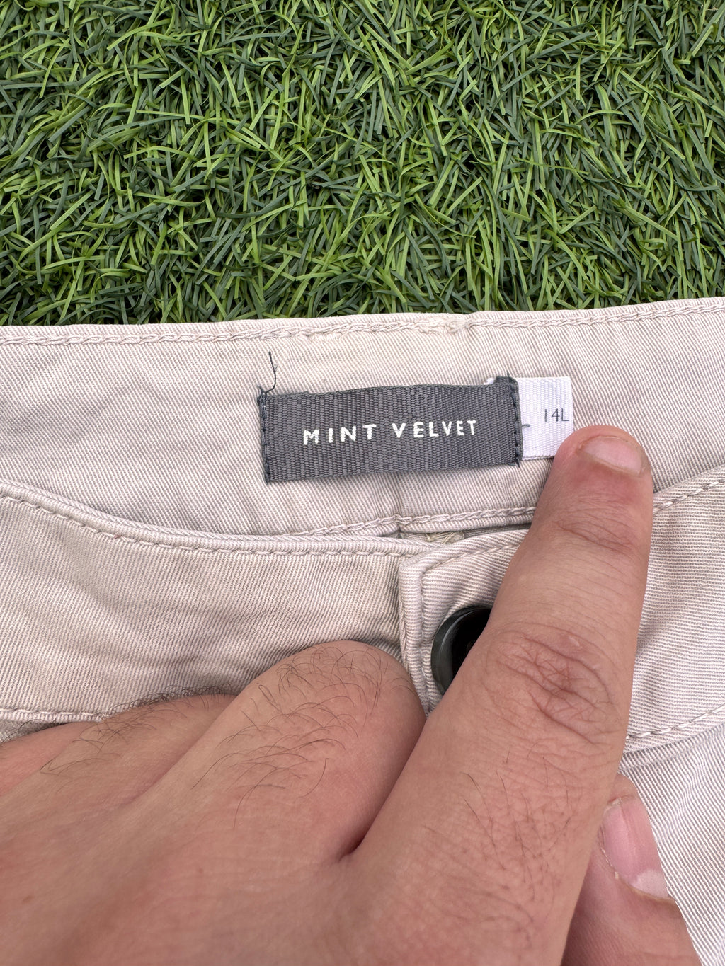 Mint Velvet Womens Chino Trousers UK 14 Beige Stone Straight Leg W 32 L 30