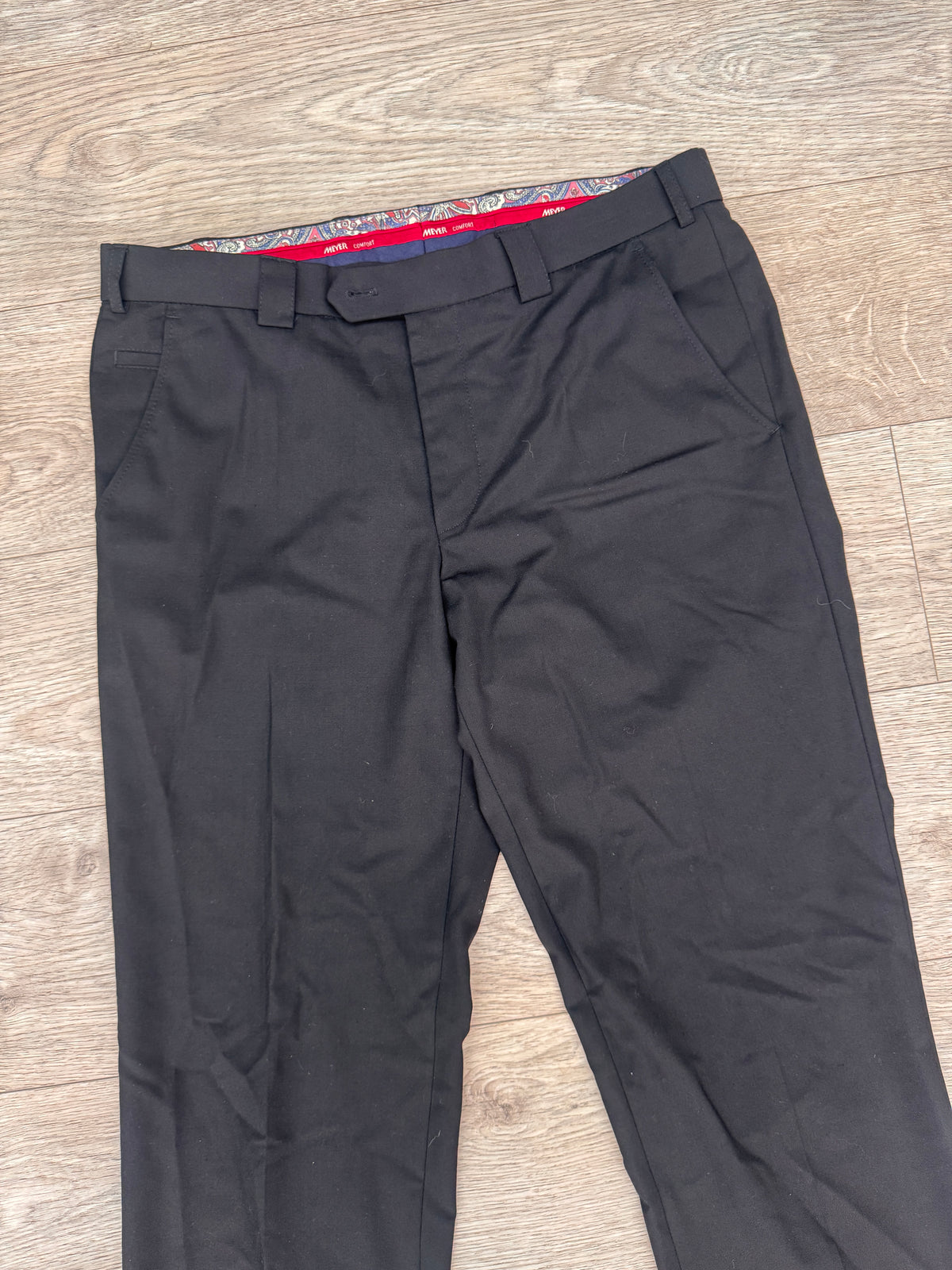 Meyer Roma Mens Trousers W36 L34 Black Smart Formal Regular Fit