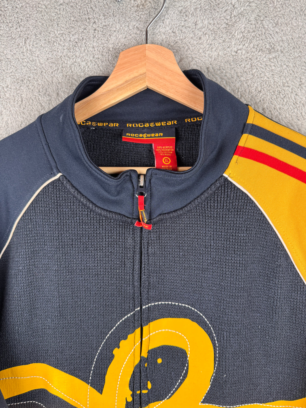 Rocawear Mens XL Navy Full Zip Track Jacket Y2K Hip Hop Streetwear
