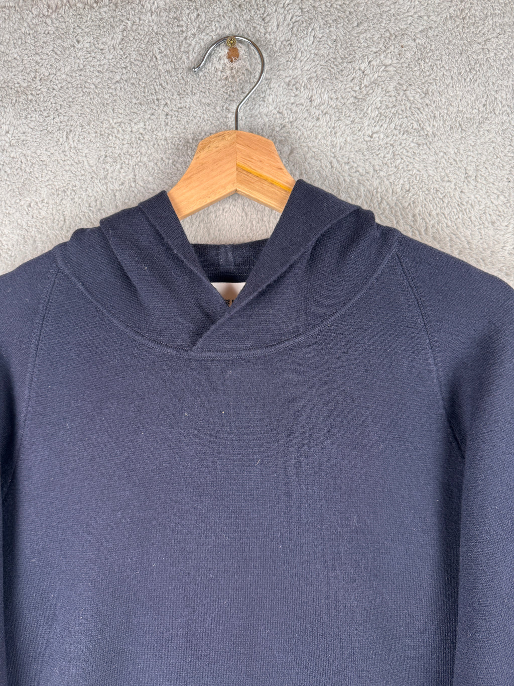 Norse Projects Axel Merino Wool Cotton Milano Hoodie Mens XL Navy Blue Knit