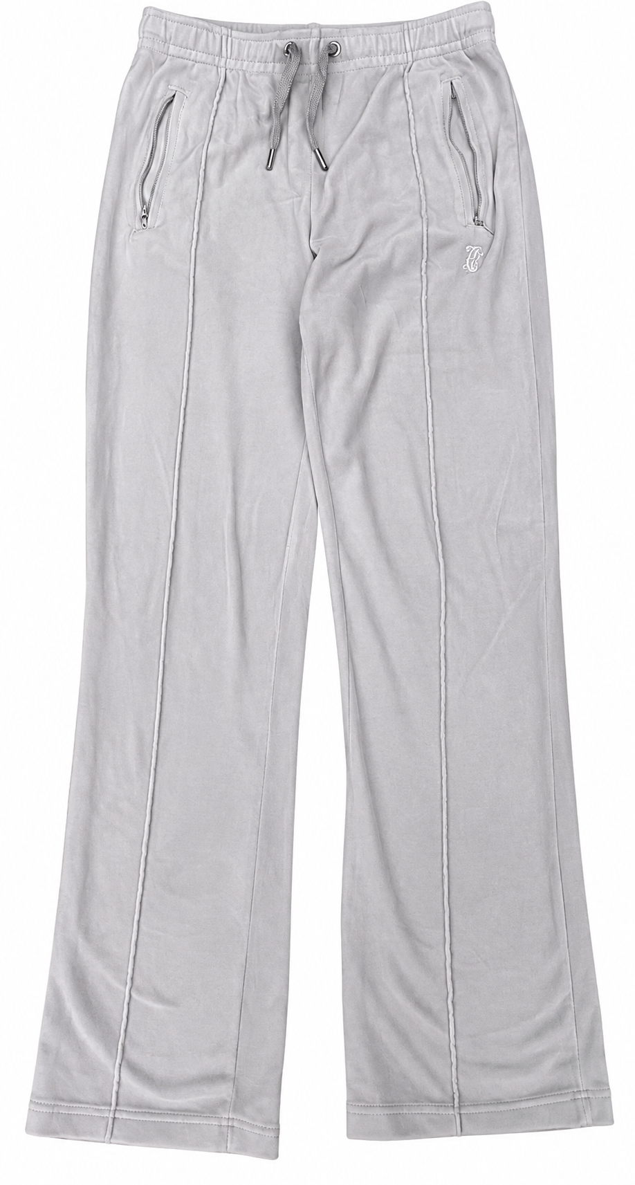 Juicy Couture Womens Velour Track Pants XS Grey Rhinestone Y2K Wide Leg