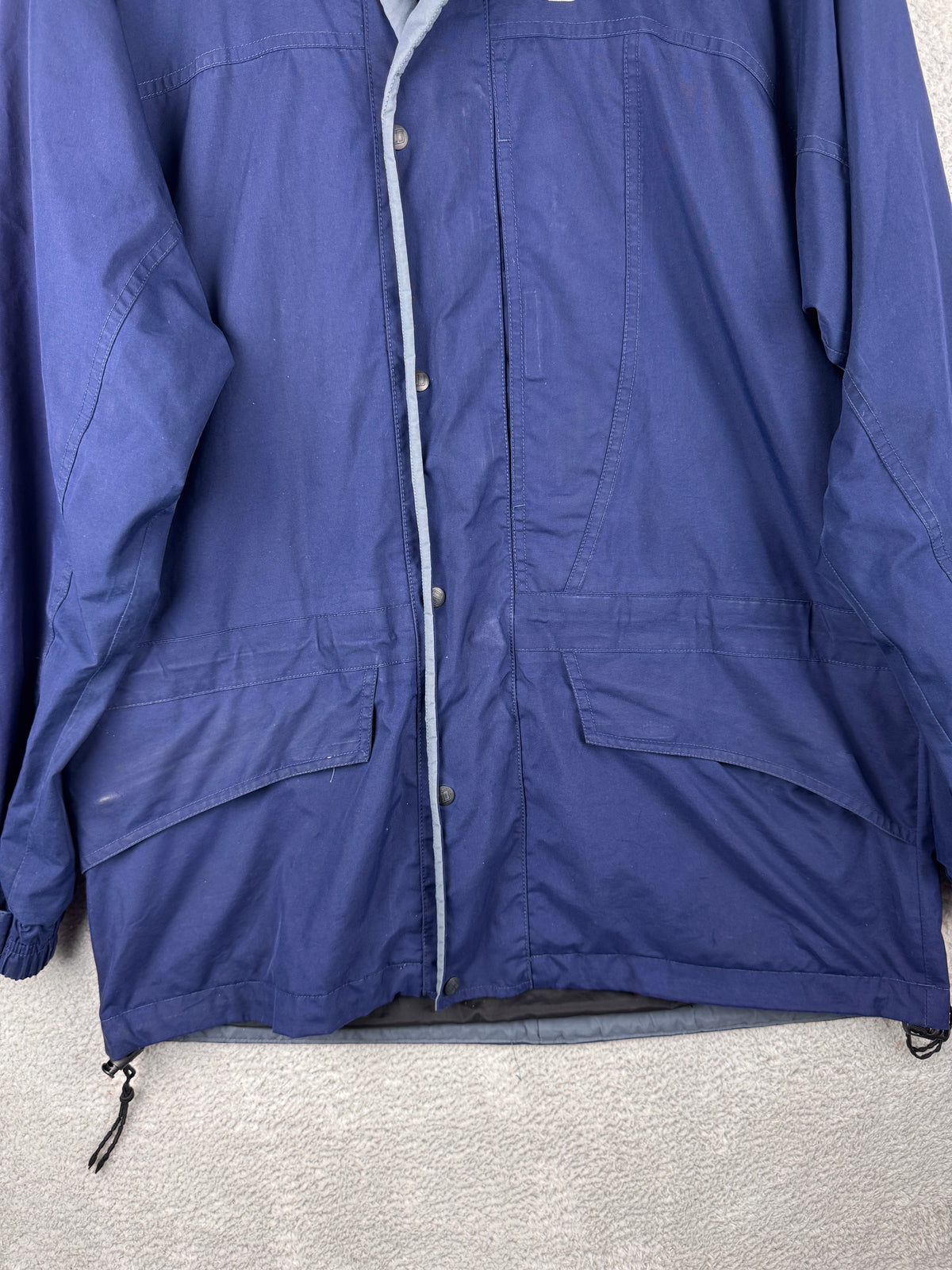 Vintage Berghaus Mens Small Navy Blue Waterproof Hiking Outdoor Jacket Coat