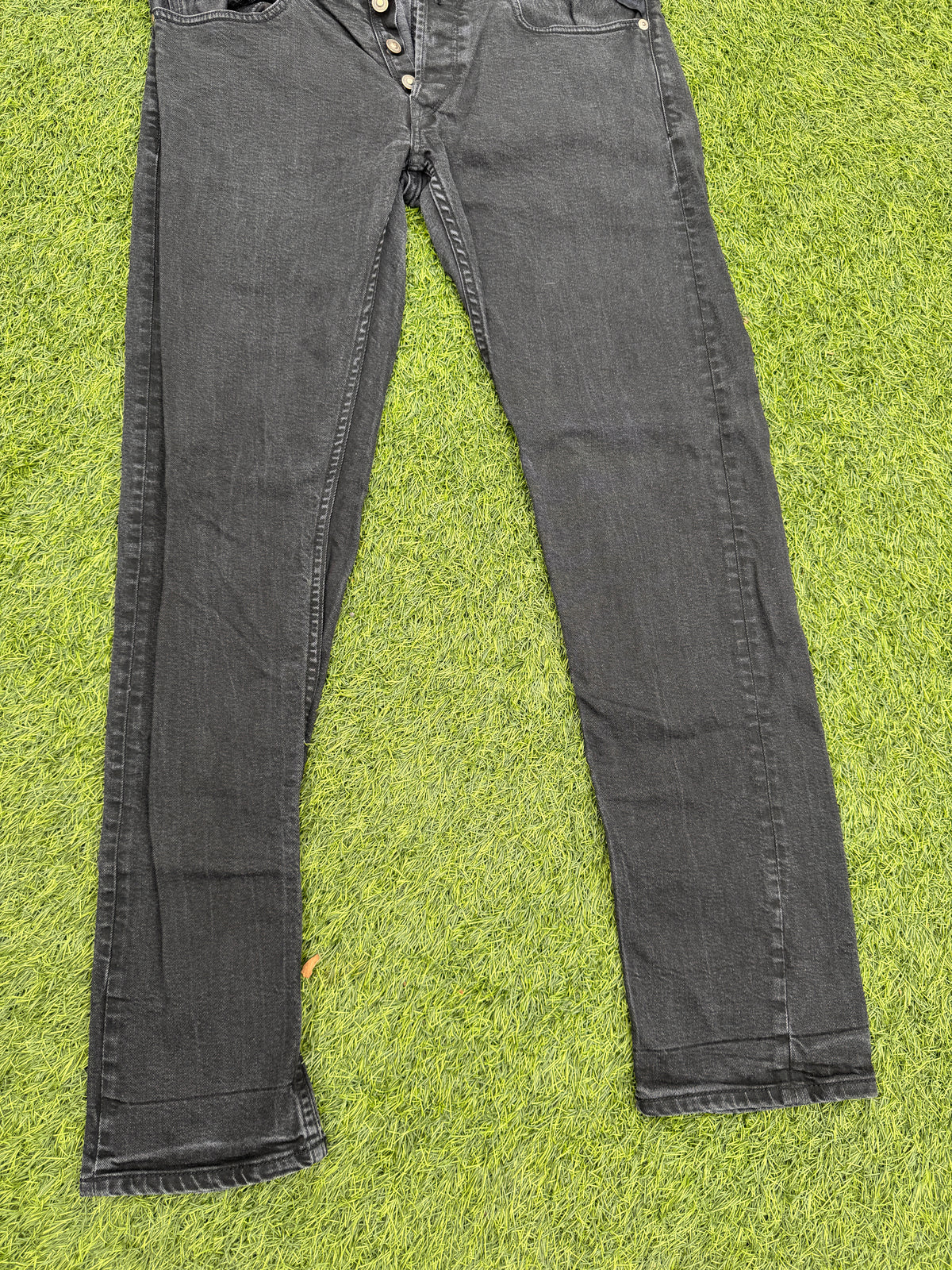 Replay RBJ Mens Jeans W32 L32 Black Faded Wash Straight Leg Denim Button Fly