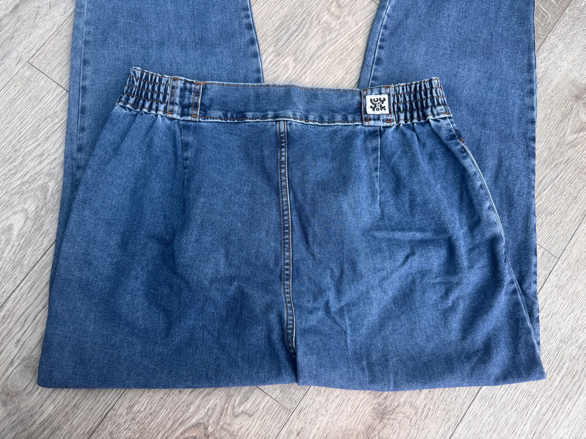 Lucy & Yak Womens Jeans W36R L30 Blue Denim Wide Leg Baggy Relaxed Fit