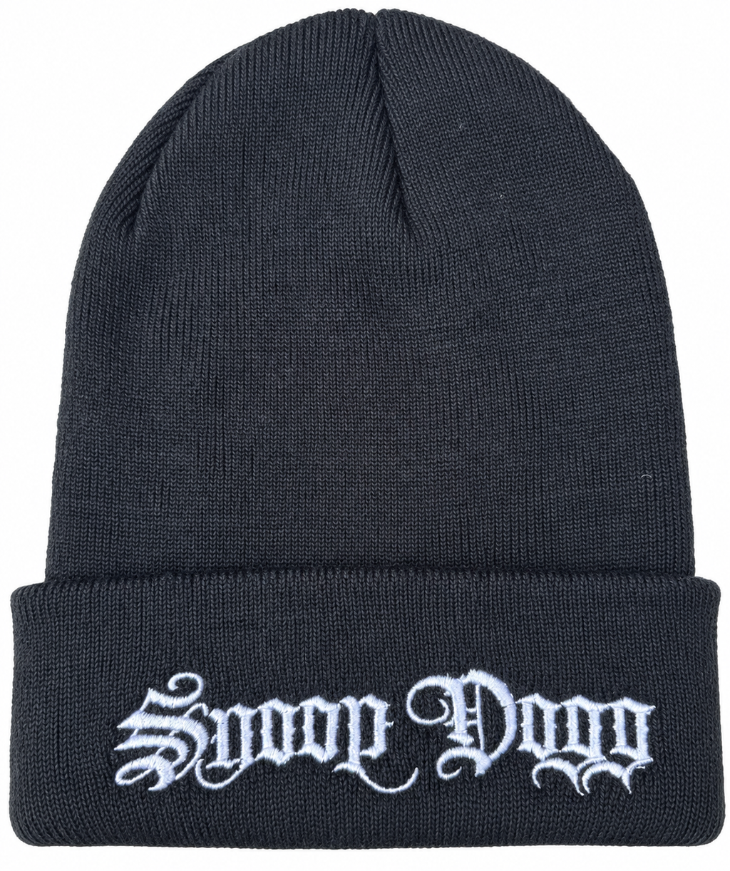 Snoop Dogg Beanie Hat Black White Embroidered Logo Hip Hop Rap