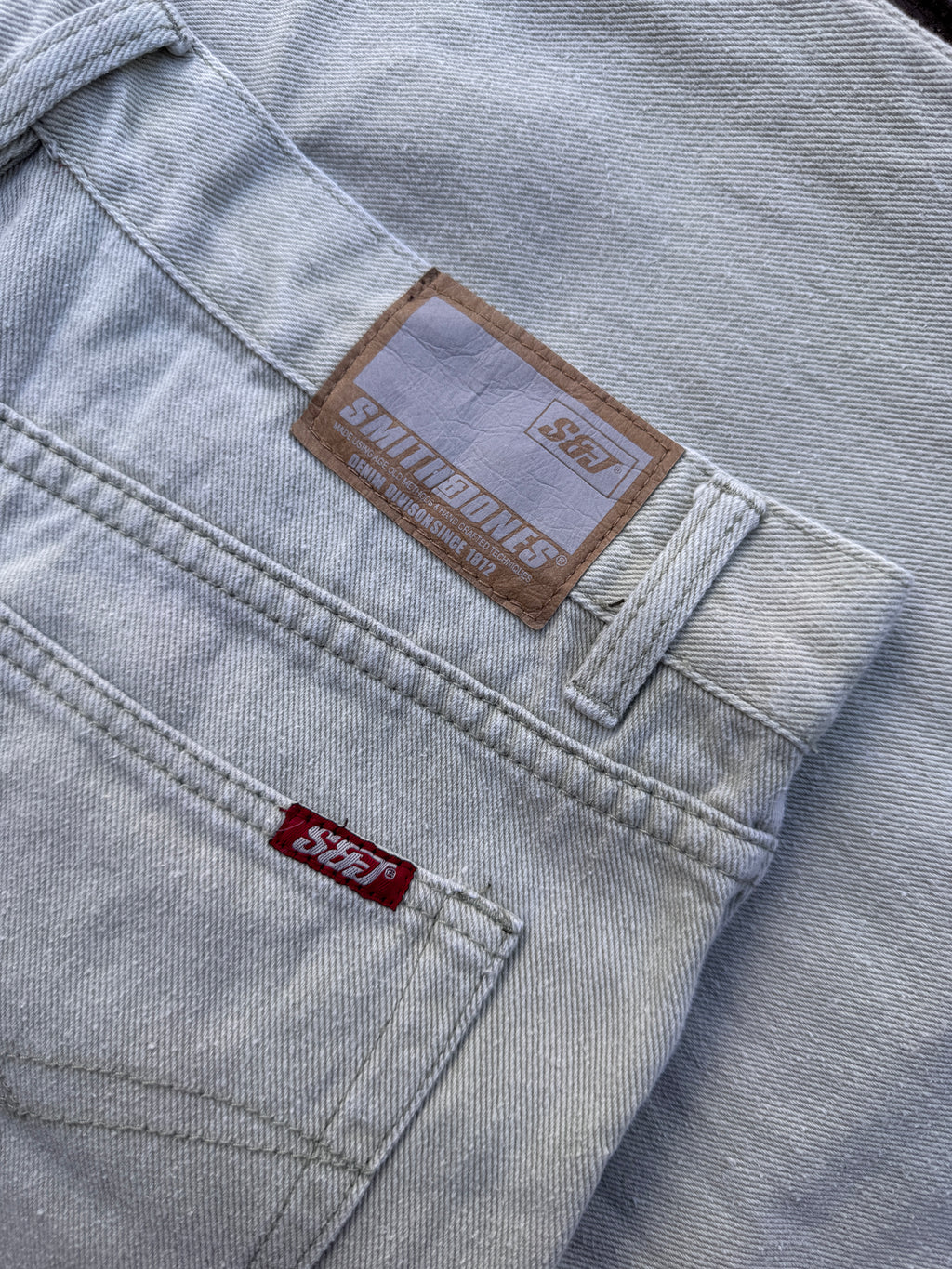Smith & Jones Mens Jeans Light Grey Denim Straight Leg W 36 L 30