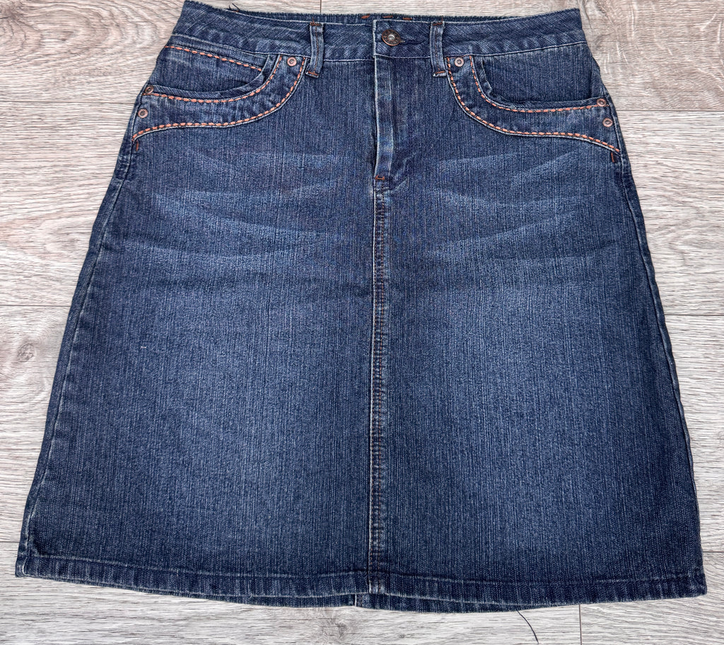 Cato Womens Y2K Blue Denim Skirt Size 6 A Line Western McBling Embellished