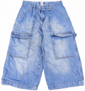 Active Wear Mens Denim Cargo Shorts W28 Blue Baggy Long Y2K Skater Utility