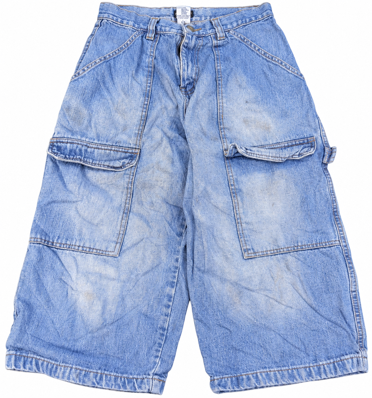 Active Wear Mens Denim Cargo Shorts W28 Blue Baggy Long Y2K Skater Utility
