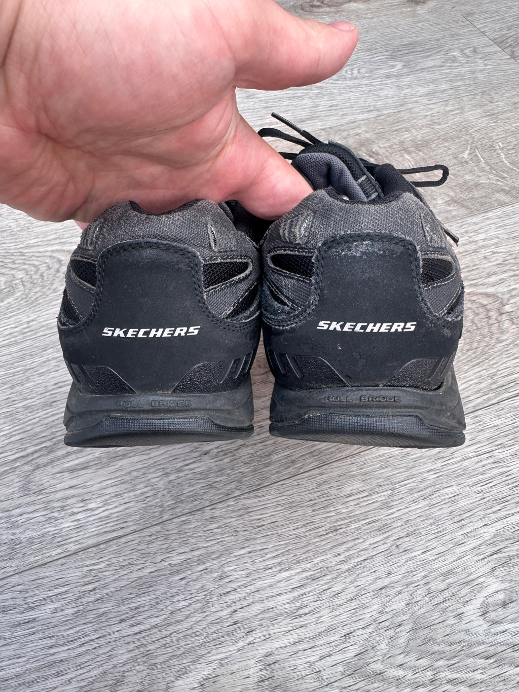 Skechers Shape Ups Radius Mens Black Leather Walking Trainers Fitness UK 10