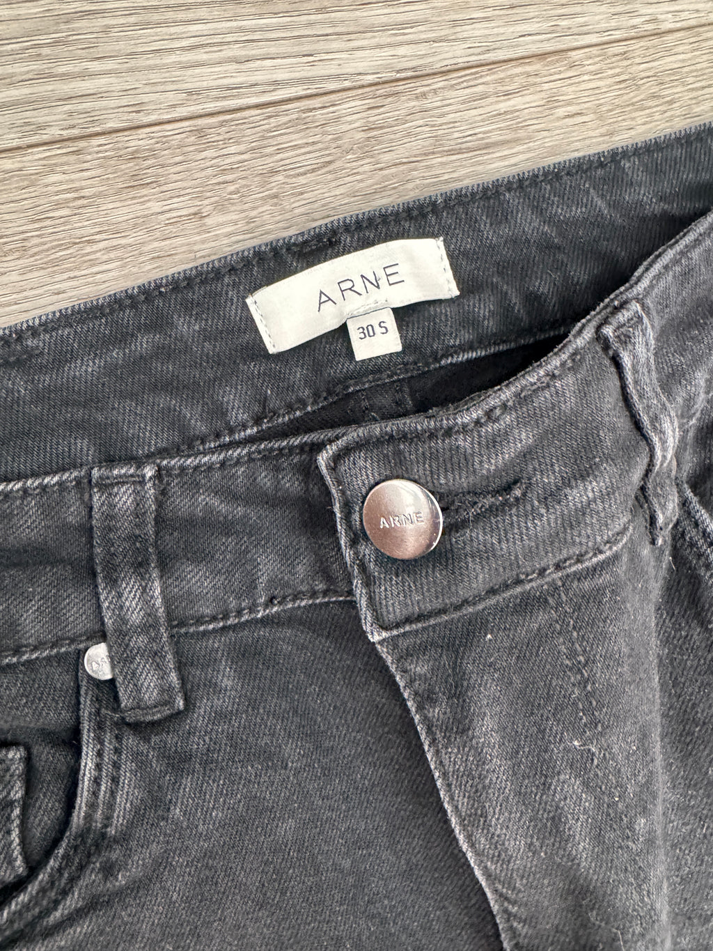 ARNE Mens Jeans W30 Short Black Washed Denim Straight Slim Fit Trousers L 28