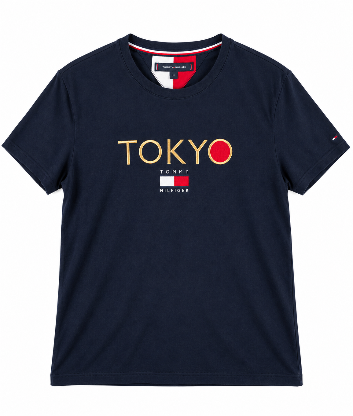Tommy Hilfiger Tokyo T Shirt Mens Medium Navy Blue Japan Embroidered Logo
